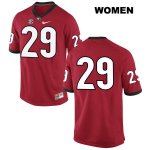 Women's Georgia Bulldogs NCAA #29 Lofton Tidwell Nike Stitched Red Authentic No Name College Football Jersey SKY1654RH